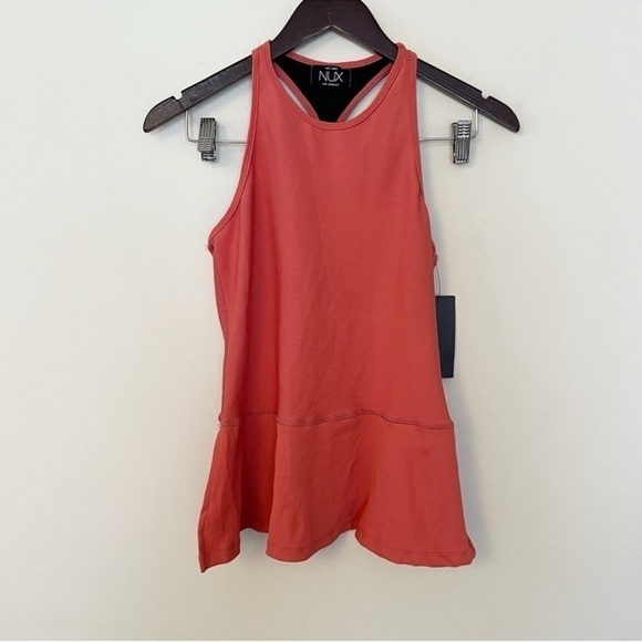 Nux Up & Down Peplum Racerback Athletic Sleeveless Tank Pink Womens Small NEW - Picture 1 of 10